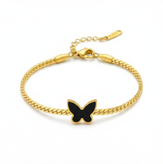 Black Stone Butterfly Bracelet