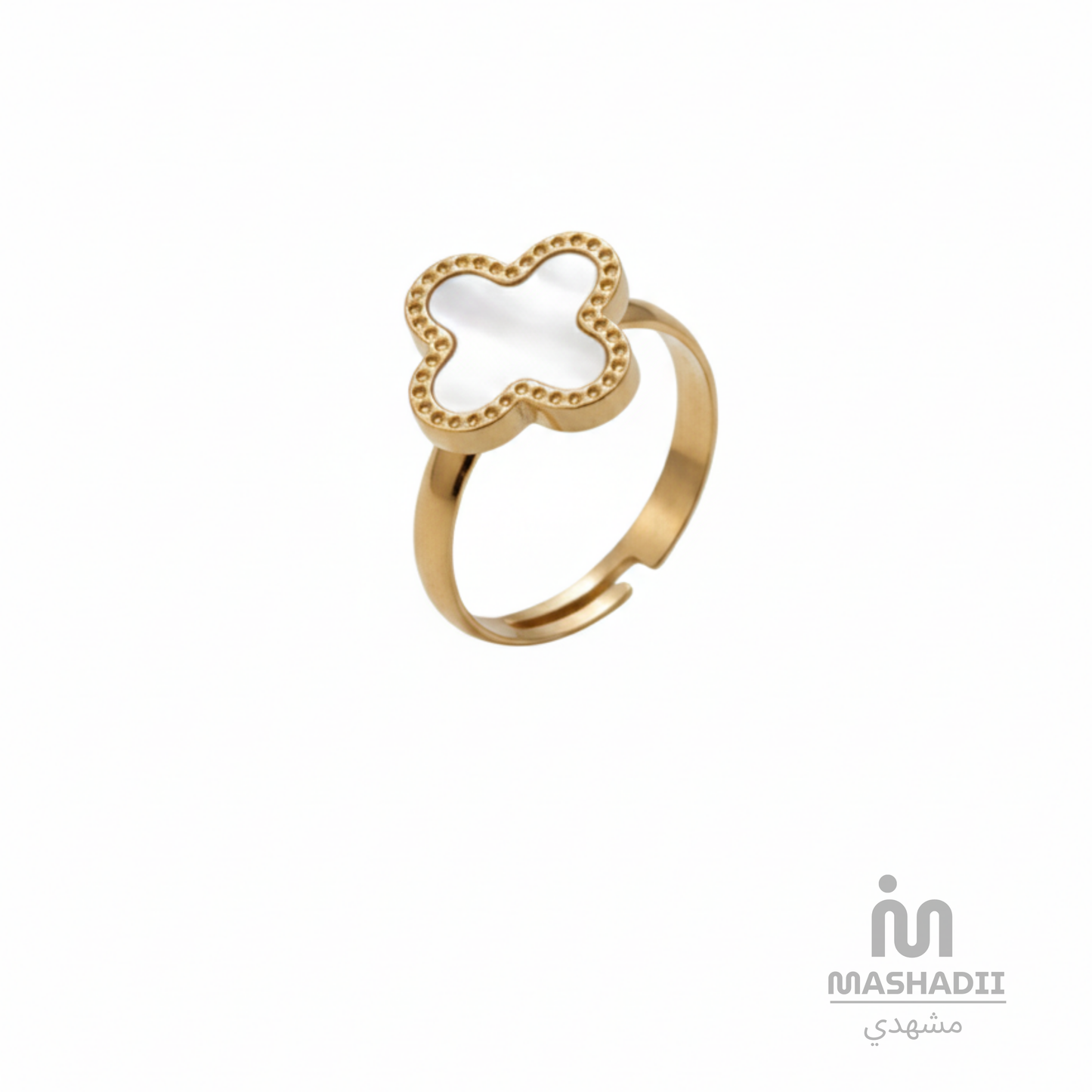 White Clover Adjustable Ring