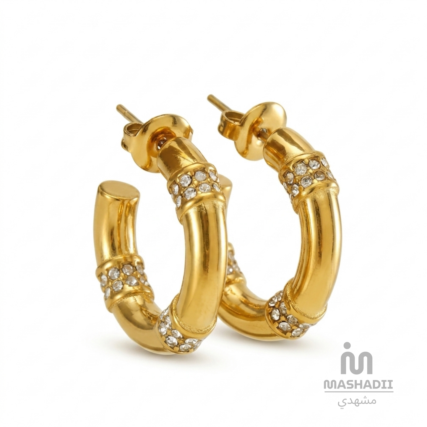 Gold Bamboo Hoop Earrings