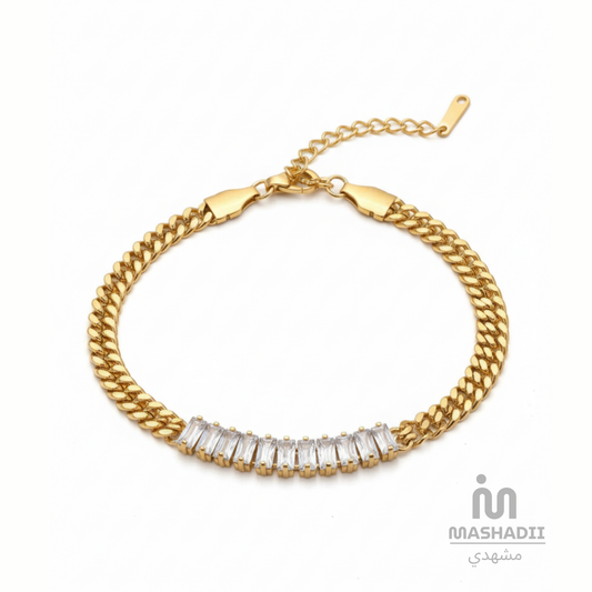 Tennis Chain Zircon Stone Bracelet – Waterproof, Tarnish-Free Stainless Steel Bracelet featuring Sparkling Zircon Stones, a Classic Tennis Chain Design, and a 1 Year Colour Guarantee