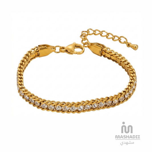 Zircon Bracelet – Waterproof, Tarnish-Free Stainless Steel Bracelet featuring Brilliant Zircon Stones and a 1 Year Colour Guarantee